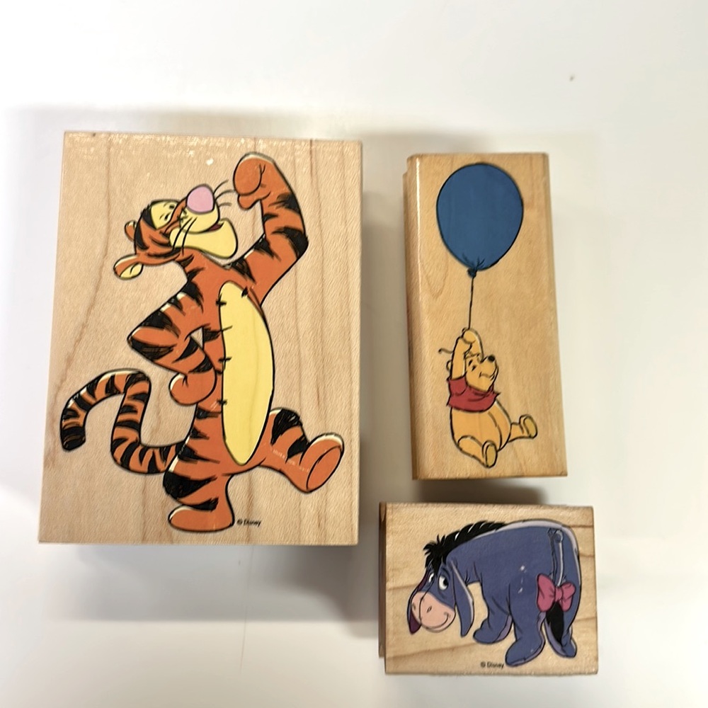 Pooh - Eeyore - Tigger **Rubber stamps** wood mounted